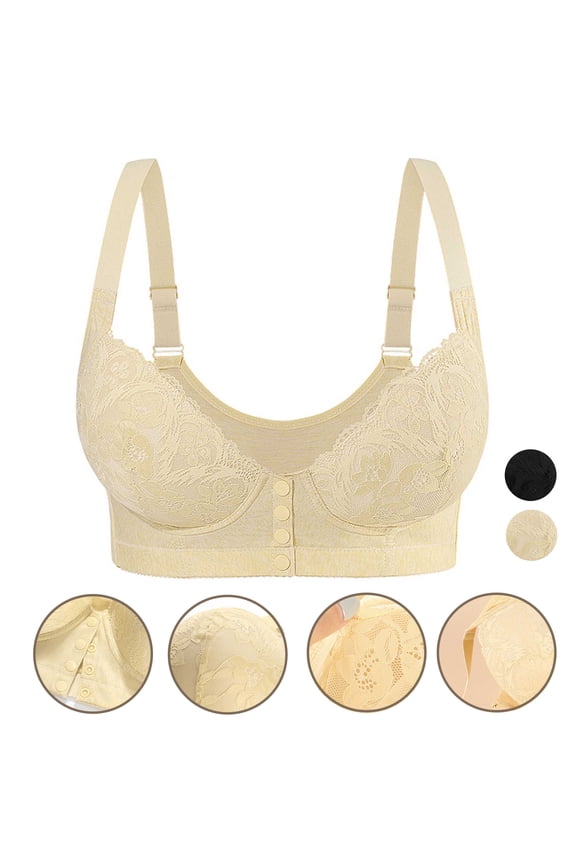 Women B Cup Plus Size Lace Front Closure Underwire Bras