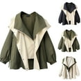 thumbnail image 1 of Bixock Women Clothes Outerwear Fall and Winter Casual Fall Hooded Loose Color Block Long Sleeve Jacket Top, 1 of 3