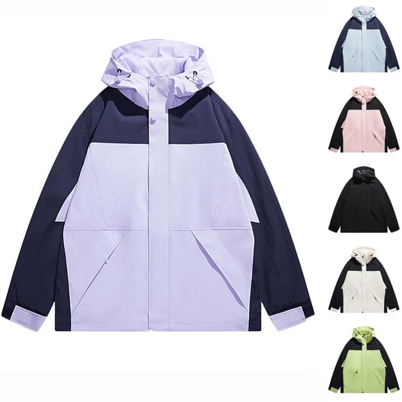 Bixock Women Clothes Outerwear Fall and Winter Solid Color Long Sleeve Hooded Pocket Top Zipper Jacket