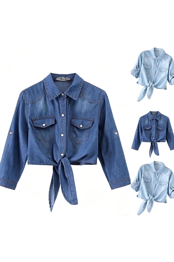 Women Jackets Lace Style Denim Shirt Breathable Sun Protection Slim Cape Casual Daily Outerwear