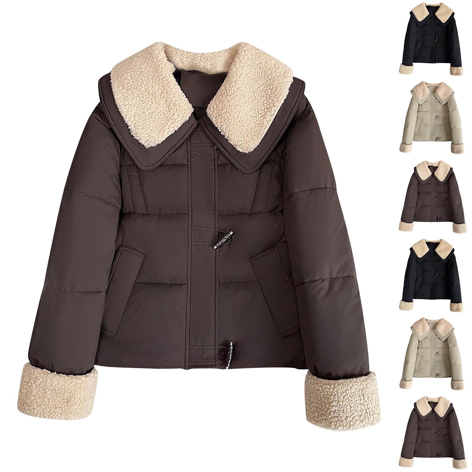 Bixock Women Outerwear Fall and Winter Casual Solid Color Long Sleeve No Hood Notched Lapel Quilted Jacket