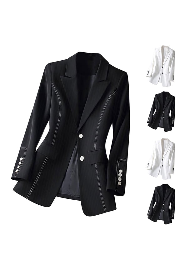 Women Outerwear Fall and Winter Solid Color Long Sleeve Notched Lapel Button Elegant Formal Blazer Jacket