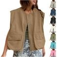thumbnail image 1 of Bixock Women Outerwear Fall and Winter Zipper Pocket Sleeveless No Hood Casual Jacket, 1 of 5