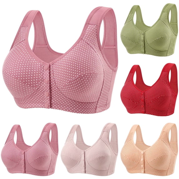 Abtuhar Women Plus Size Everyday Bras Wireless Front Hook Tank Style Adjustment‑Style Gathered Breathable for Daily Casual Outfit Size 42