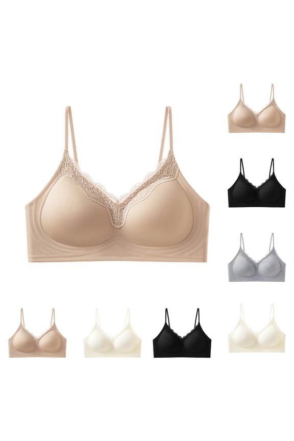 Women Solid Color Adjustable Thin Strap Side Coverage Bras