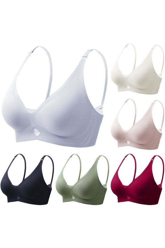 Women Solid Color Mesh Splicing Adjustable Strap Back Hook Bras