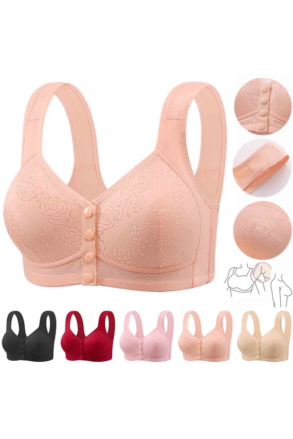 Women Solid Front Closure Shaping Side Coverage Bras
