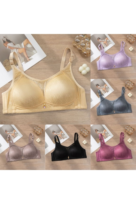 Women Spliced Lace Back Hook Thin Bras