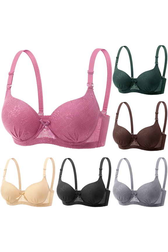 Women Spliced Lace Underwire Back Hook Thin Bras