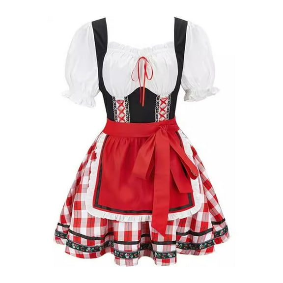 Abtuhar Women Summer Dress,Plus Size Dress for Women,Women Fashion Leisure Cosplay High Waist Short Sleeve Frenulum Dress