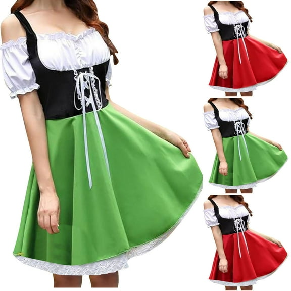 Abtuhar Women Summer Dress,Plus Size Dress for Women,Women Fashion Leisure Solid Splicing High Waist Frenulum Short Sleeve Dress