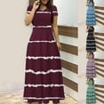 thumbnail image 1 of Abtuhar Dresses for Women,Printed Fashion Women Short Sleeve V-Neck Ladies Slim Long Dress, 1 of 3