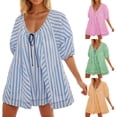 thumbnail image 1 of Abtuhar Women Summer Dresses 2025,Casual Dresses for Women,Women's Fashion Casual Comfort Printing Tie Pocket Short Sleeve Round-Neck Dress, 1 of 3
