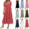 thumbnail image 1 of Abtuhar Dresses for Women,Women's Fashion Solid Color Short Sleeve Dress, 1 of 4