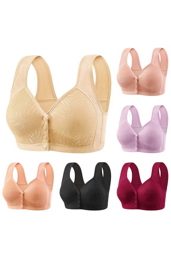 Women Vintage Style Button Front Breathable Everyday Bras