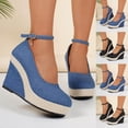 thumbnail image 1 of Abtuhar Women's Wedges Shoes Solid Color High Heel Roman Style Summer, 1 of 5