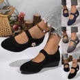 thumbnail image 1 of Abtuhar Women's Wedges Shoes Solid Color Round Toe On Loafers Casual Daily Shoes, 1 of 5