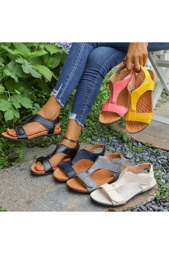 Womens Flats Shoes Solid Color Open Toe Casual Summer