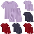 thumbnail image 1 of Abtuhar Womens Lounge Sets Plus Size Summer Sets for Women,Women's Summer Thin Casual Loose Suspender Top Versatile Home Slim Solid Color Splicing Suspender Shorts Two-piece Set, 1 of 4