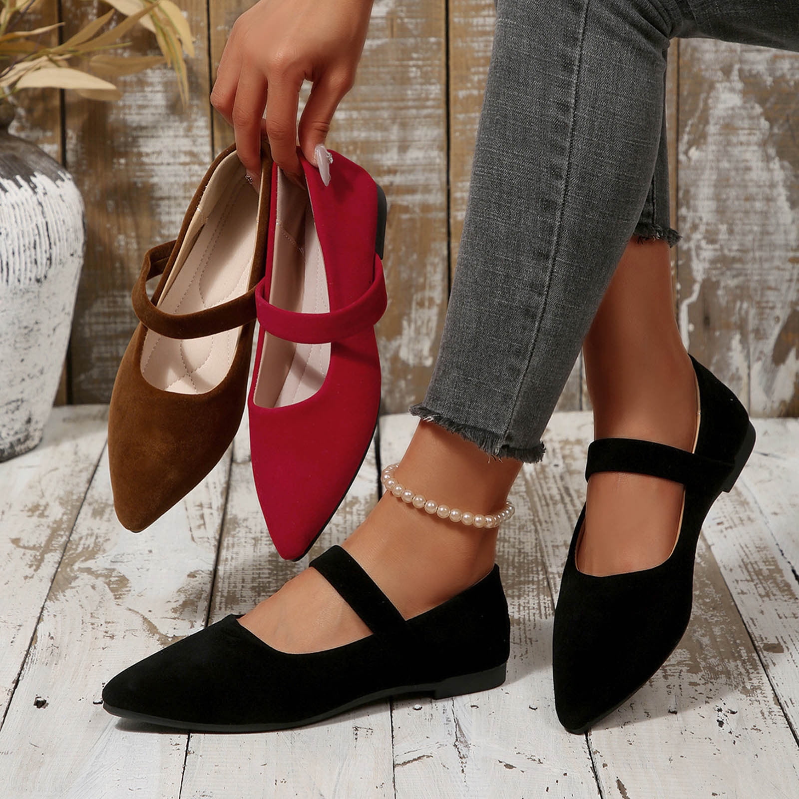 Abtuhar Womens Low Heels Shoes Solid Color On Loafers Soft Bottom ...