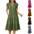 thumbnail image 1 of Abtuhar Womens Plus Size Summer Dresses ,Womens Dresses Trendy,Women's Summer Solid Color SleevelessV-Neck Dress, 1 of 5