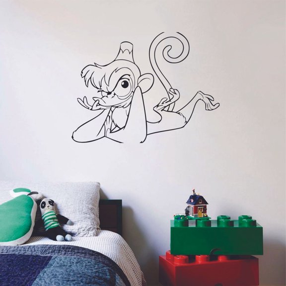 Abu Aladdin Monkey Children Cartoons Wall Sticker Vinyl Art Decal for Girls Boys Baby Kid Bedroom Nursery Daycare Kindergarten Cartoon Home Decor Stickers Wall Art Vinyl Decoration Size (10x10 inch))