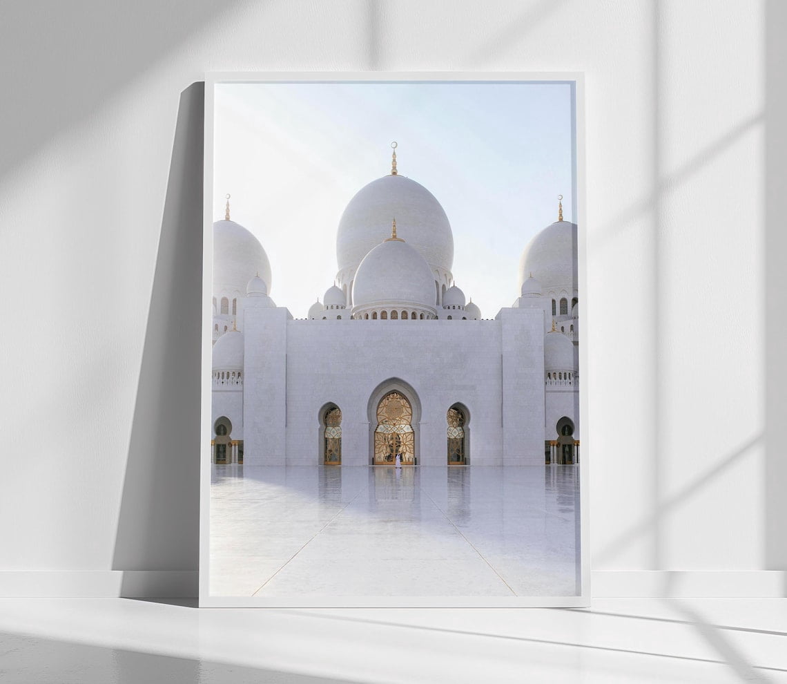 Simple Masjid Abu Dhabi Mosque Wall Art Sheikh Zayed Grand Mosque Print UAE ...