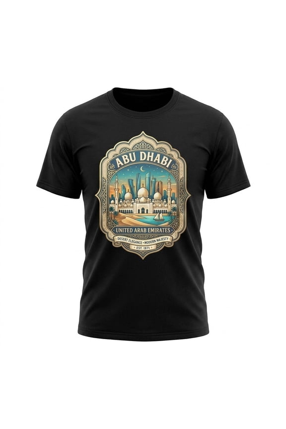 Abu Dhabi UAE Mosque Skyline Graphic T-Shirt Unisex Travel Tee