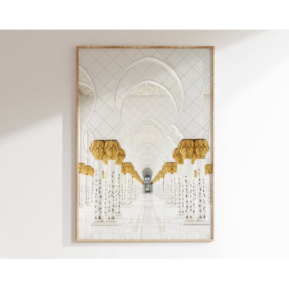 Abu Dhabi, White Mosque Art, Oriental Photography Print, Islamic Architecture Poster, Wall Art, Modern Wall Decor, 12x18 UNFRAMED