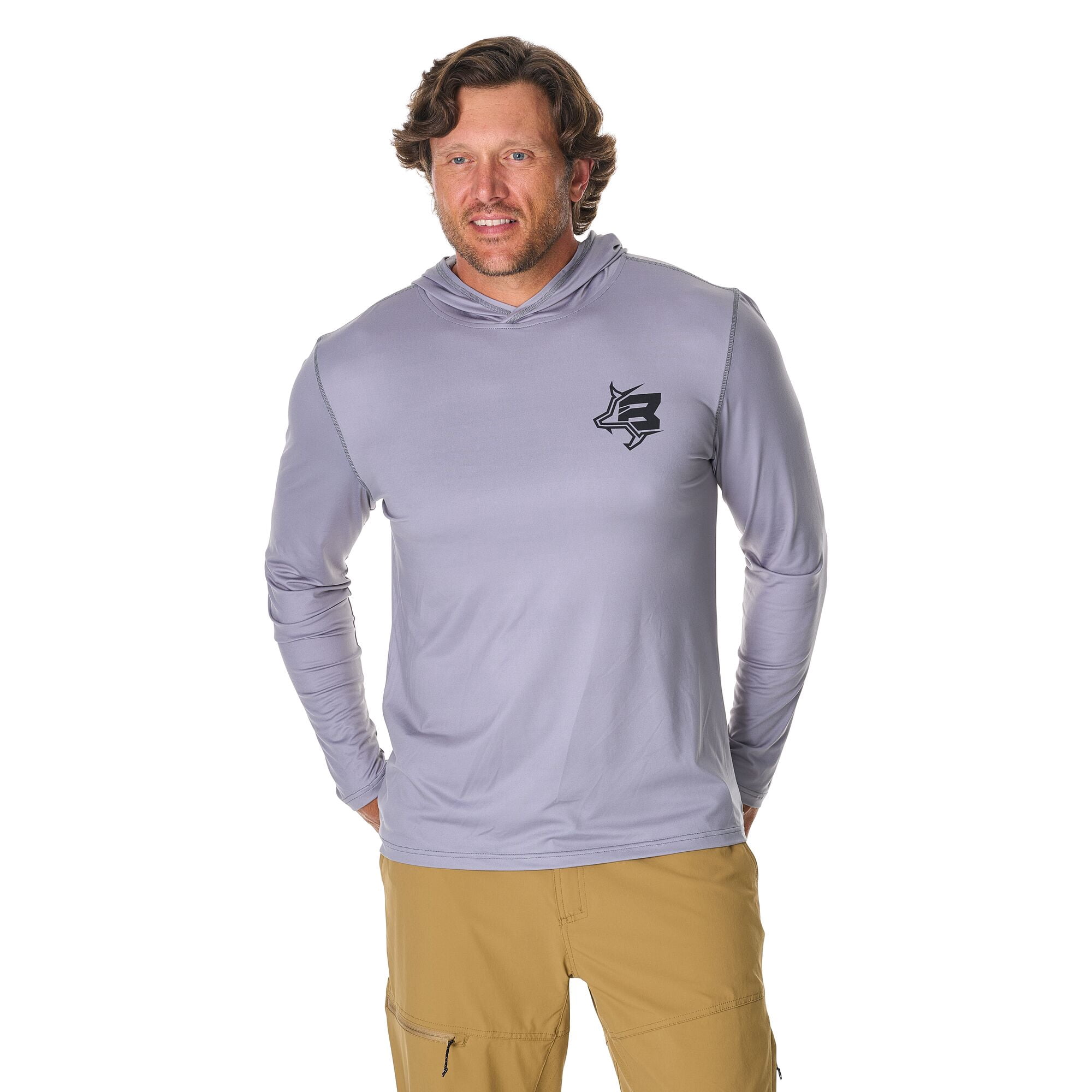 Abu Garcia Beast™ Logo Performance UPF Hoodie, Light Grey, Size S