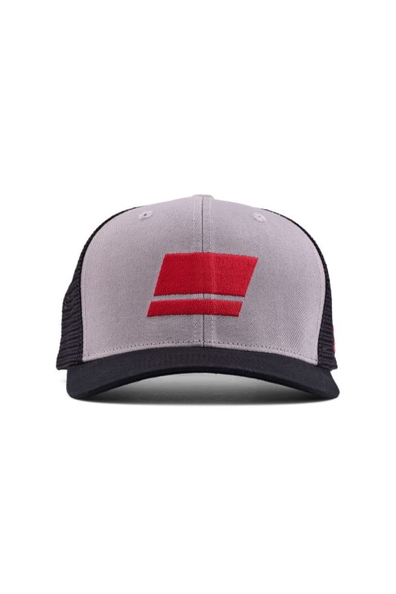 Flag Logo Trucker Hat, Silver Black