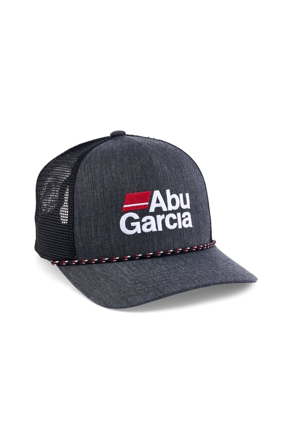 Stacked Logo Heather Rope Trucker Hat, Black Heather