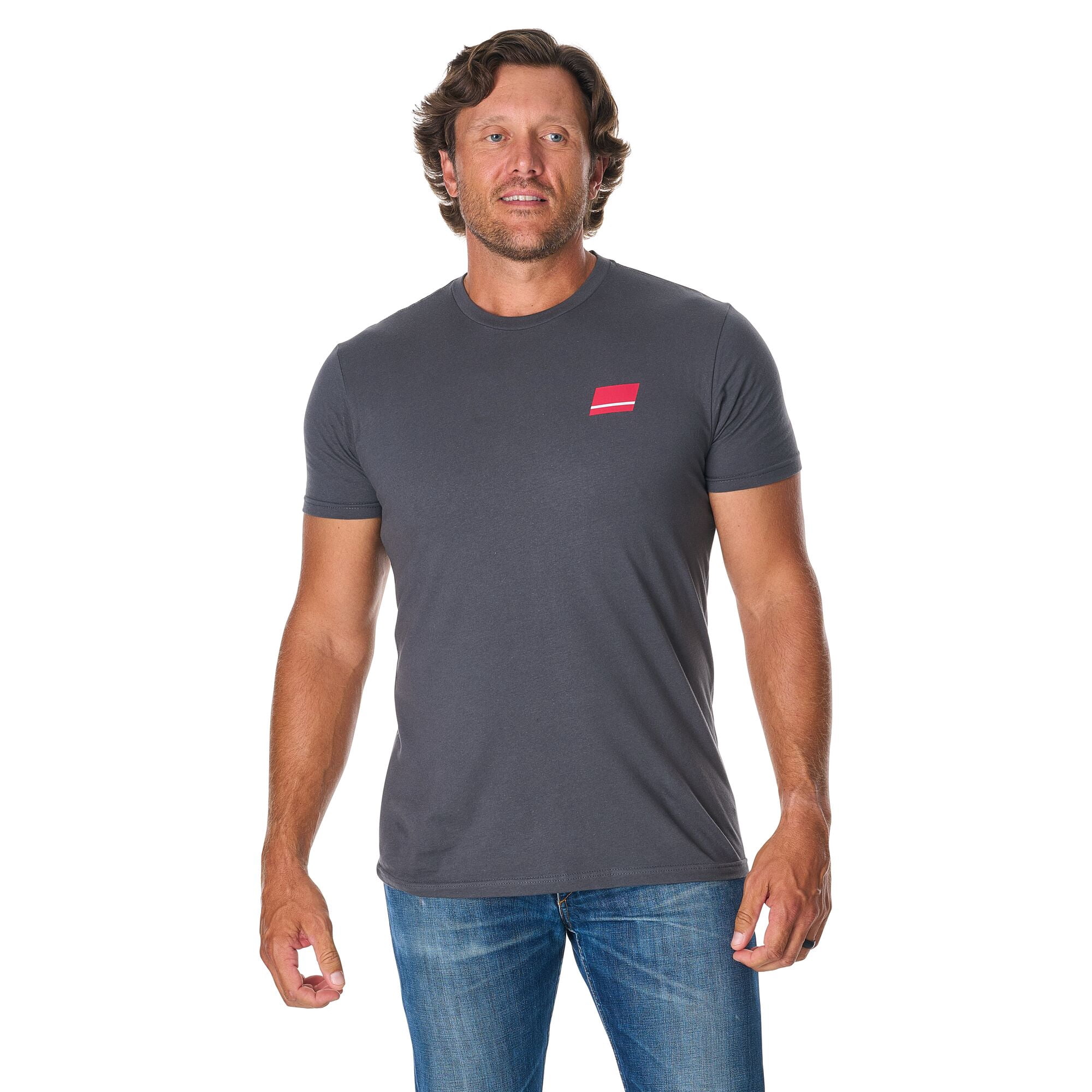 Abu Garcia Stacked Logo Tee, Grey, Size S