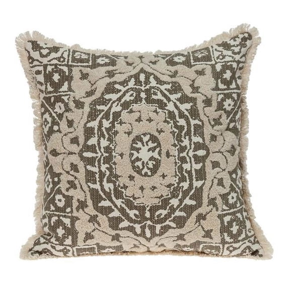 Abu Transitional Beige Square Throw Pillow