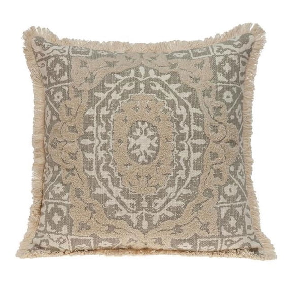 Abu Transitional Beige Square Throw Pillow