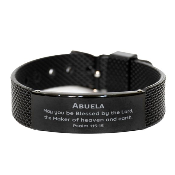 Abuela Black Shark Mesh Bracelet, Engraved Hope for Christmas, Birthday, Graduation, Easter, Veterans Day, Confidence Inspirational Gift