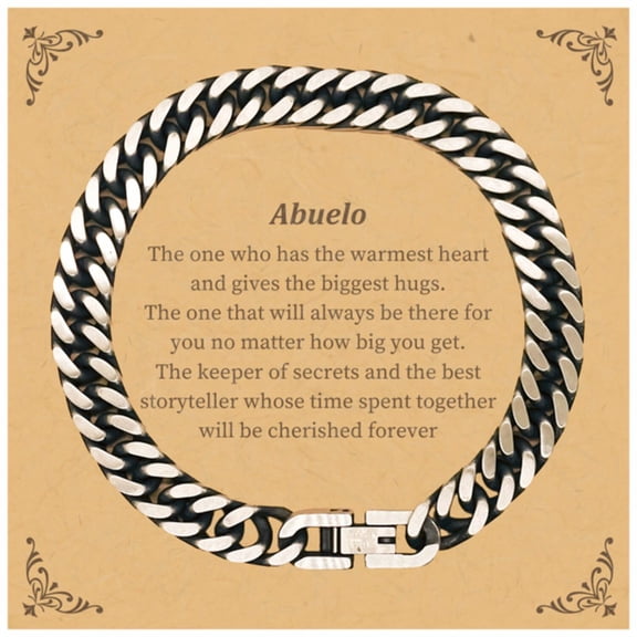 Abuelo Cuban Link Chain Bracelet - The Warmest Heart, Eternal Cherished Memories, Perfect Gift for Birthday, Christmas, and Graduation