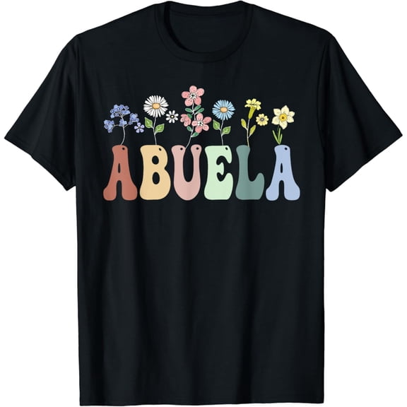 Abuela Women Wildflower Floral Design Abuela T-Shirt, Vintage T-Shirt - All Sizes S-Xl, Gategoo