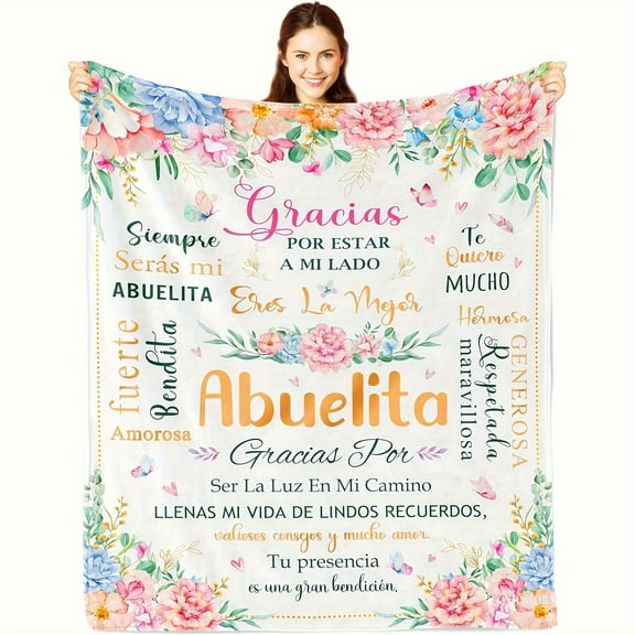 Abuelita's Gift Cozy Soft Fleece Throw Blanket - Vibrant Floral Pattern, 50x60 Inches, Lightweight & Warm for All Seasons, Perfect for Couches, Beds, and Home Decor