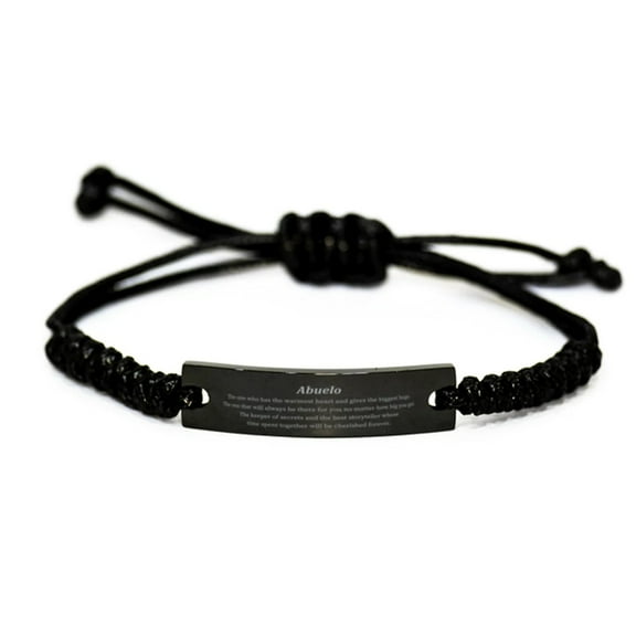 Abuelo Black Rope Bracelet, The Keeper of Secrets, Perfect Christmas Gift for Abuelo, Inspirational Jewelry for Grandpa.