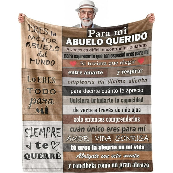 Abuelo Gifts, Gifts for Abuelo, Grandpa Blanket 50" x 60" in Spanish, Abuelo, Grandpa Gifts, Gifts for Grandpa, Best Grandpa Gifts, Grandpa Birthday Gifts