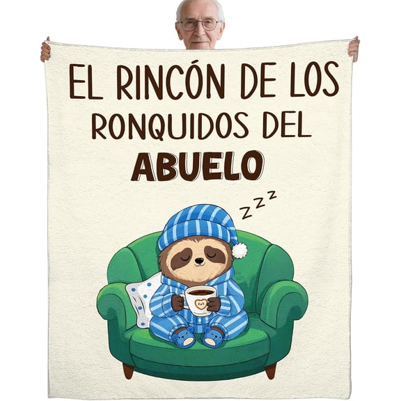 Abuelo Gifts Throw Blanket in Spanish, Funny Saying Cute Print Soft Cozy Beige Flannel Blanket 50x60, Grandpa Gifts from Grandkids, Home Decor for Bed Sofa