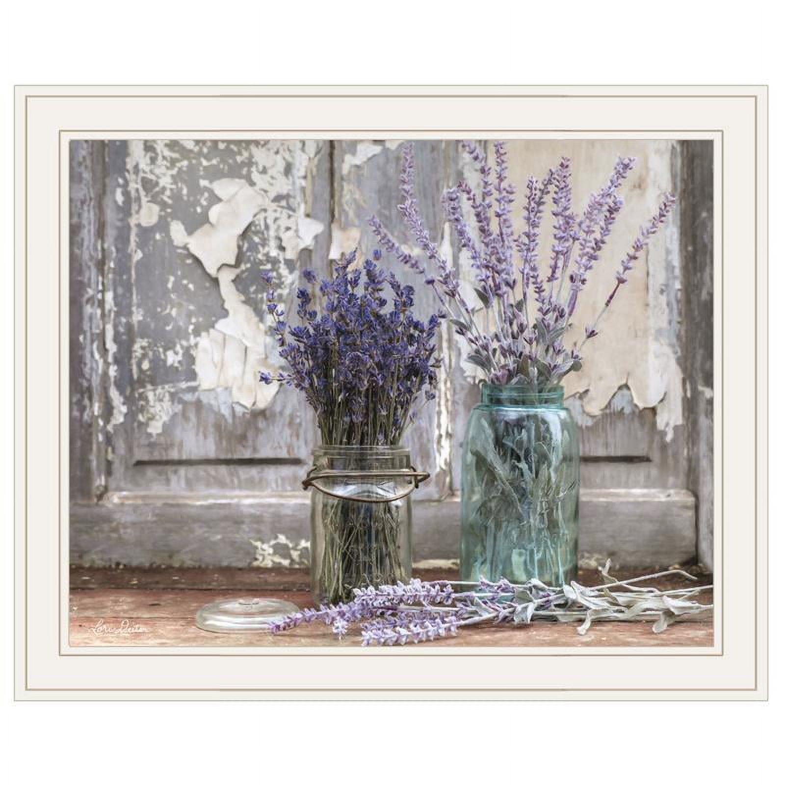 Earthtone Lavender Print on Canvas with White Frame