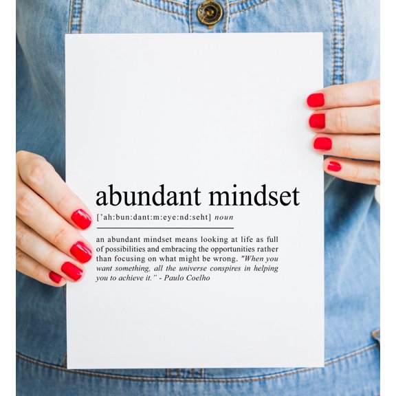 Abundant Mindset Definition Office Wall Art, Unframed Paper Print Size 8x12