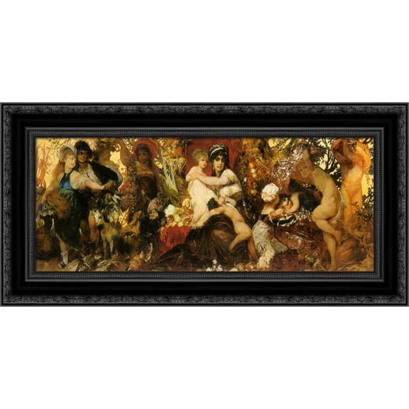 Abundantia ' The Gifts of the Earth 24x14 Black Ornate Wood Framed Canvas Art by Makart, Hans