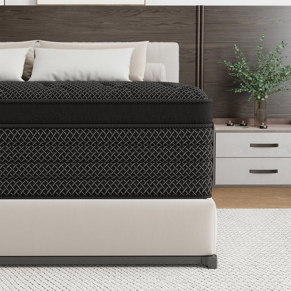 Abunitt 14 inch Queen Mattress in a Box, Hybrid Gel Memory Foam with Individually Wrapped Pocket Coils, Medium Firm, Pressure Relief, Cooling Sleep Support for Adult