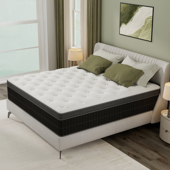 Abunitt 14 inch Queen Mattress in a Box, Gel Memory Foam Pocket Innerspring Hybrid Medium Firm Mattress, Cooling Pressure Relief Support for Adult