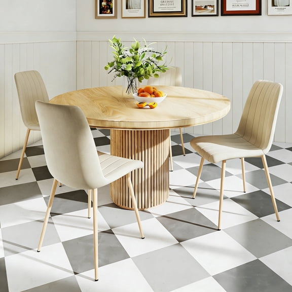 Abunitt Dining Chairs Set of 4,Modern Style Dining Kitchen Room Upholstered Side Chairs,Water-Resistant Soft High Support,Linen
