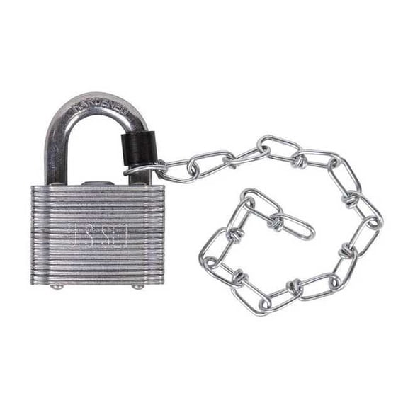 Padlock, Keyed Different, Standard Shackle, Square Steel Body, Steel Shackle, 13/16 in W
