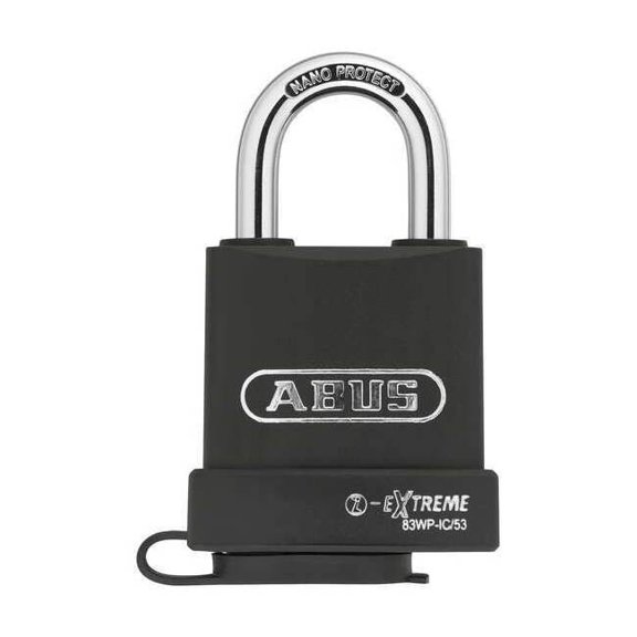 Abus Keyed Padlock, 15/16 in,Rectangle,Black 83WP-IC/53